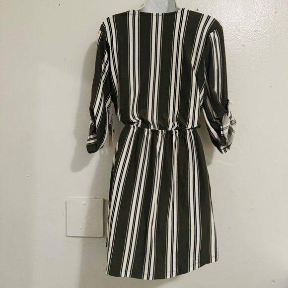 Stella Tweed Dress Womens Size Medium Olive Green/White color 3/4 sleeve New - Picture 4 of 12